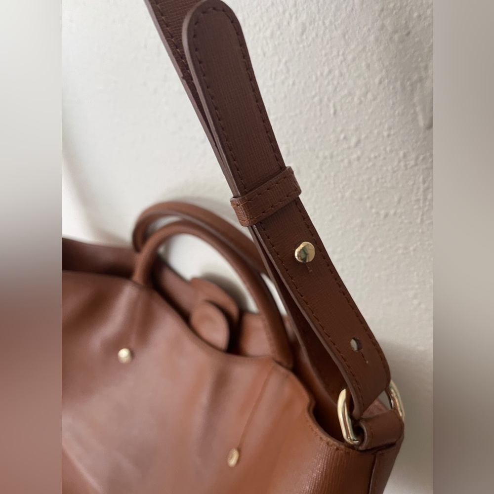 Furla 2 way bag brown leather crossbody purse large tote oversized designer - Picture 8 of 17